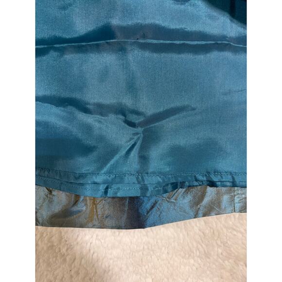 Talbots Pure Silk A-Line Skirt Sz  6 blue Iridescent Taffeta Midi dark academia - Picture 7 of 9